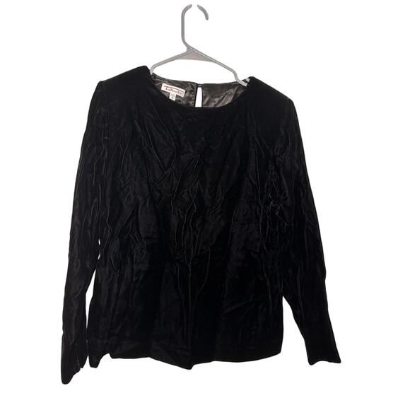 NWT Vintage Talbots Black Velvet Long Sleeve Top - Picture 1 of 6